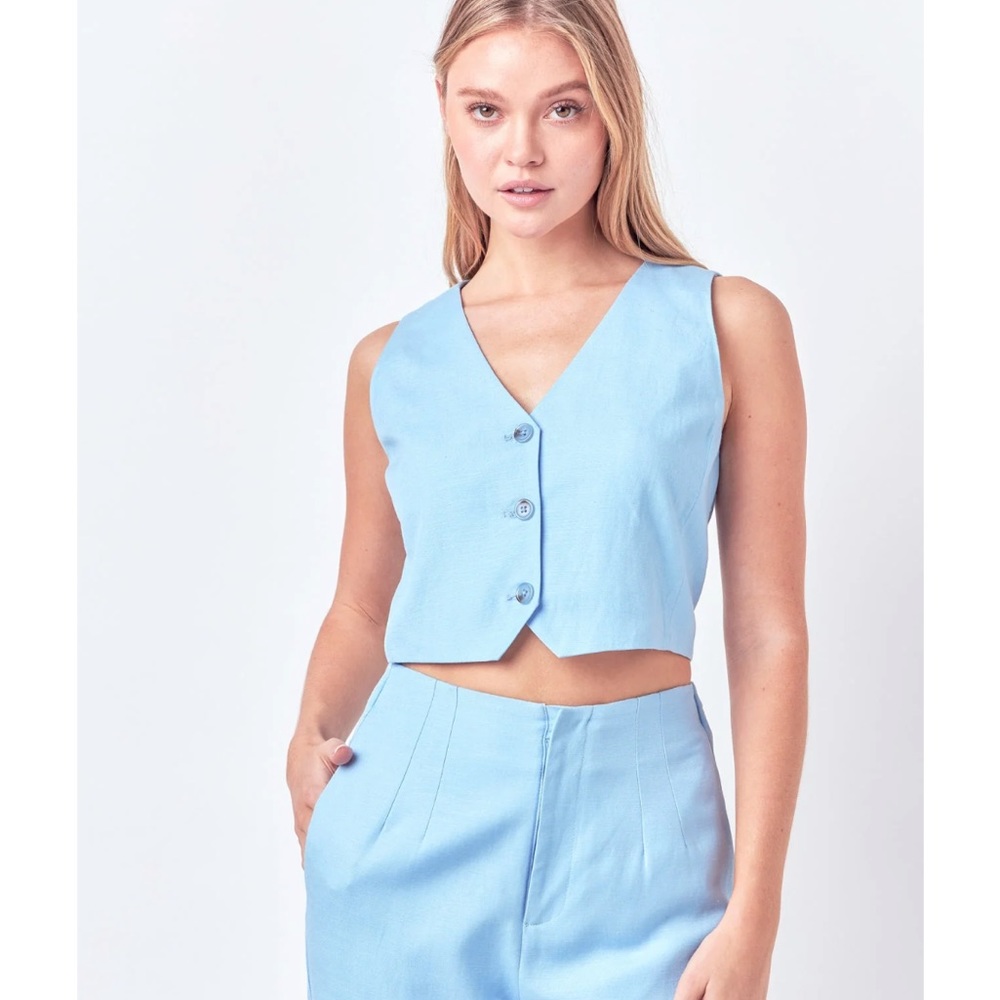 English Factory Linen Blue Vest top NWT M